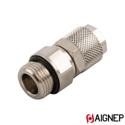 Pnömatik Push-On (Somun Sıkmalı) Nikel Kaplı Pirinç Döner Rakor (O′ringli) (1015) - AIGNEP