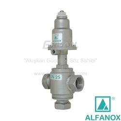ALFANOX - AISI 304 Paslanmaz Çelik 3-Yollu Eş Eksenli Tek Etkili N.K. Pistonlu Vana - Seri: 504 Dişli Tip