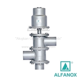 ALFANOX - AISI 304 Paslanmaz Çelik 3-Yollu Kaçık Eksenli Tek Etkili N.K. Pistonlu Vana - Seri: 505 Boru Uçlu Tip