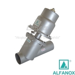 AISI 304 Paslanmaz Çelik Y-Tipi Düz Geçişli PTFE Contalı Tek Etkili N.K. Pistonlu Vana - Seri: 105 Boru Uçlu Tip - ALFANOX