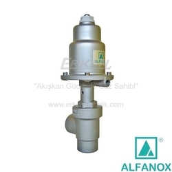 AISI 316 Paslanmaz Çelik L-Tipi Dik Geçişli PTFE Contalı Tek Etkili N.K. Pistonlu Vana - Seri: 402 Kaynak Soketli Tip - ALFANOX
