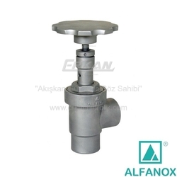 ALFANOX - AISI 316 Paslanmaz Çelik L-Tipi PTFE Contalı Manuel Vana - Seri: 420 Dişli Tip
