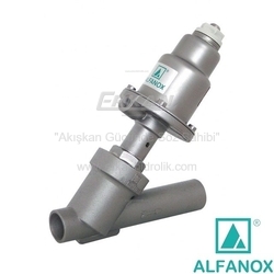 AISI 316 Paslanmaz Çelik Y-Tipi Düz Geçişli PTFE Contalı Tek Etkili N.K. Pistonlu Vana - Seri: 301 Boru Uçlu Tip - ALFANOX