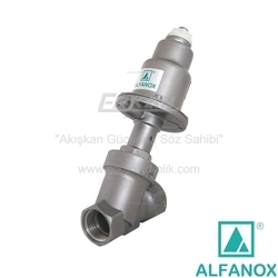 AISI 316 Paslanmaz Çelik Y-Tipi Düz Geçişli PTFE Contalı Tek Etkili N.K. Pistonlu Vana - Seri: 401 Dişli Tip - ALFANOX
