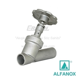 ALFANOX - AISI 316 Paslanmaz Çelik Y-Tipi PTFE Contalı Manuel Vana - Seri: 300 Boru Uçlu Tip