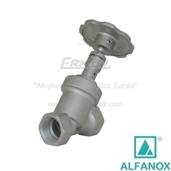 ALFANOX - AISI 316 Paslanmaz Çelik Y-Tipi PTFE Contalı Manuel Vana - Seri: 400 Dişli Tip