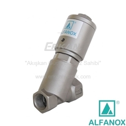 ALFANOX - AISI 316 Paslanmaz Çelik Y-Tipi PTFE ve Silikon Contalı Çift Etkili Pistonlu Vana - Seri: 431 Dişli Tip