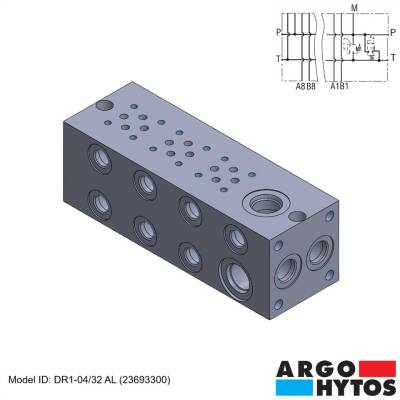 Argo-Hytos DR1-04/32 AL (23693300) Hidrolik NG04 Üçlü Alüminyum Valf Bloku - 1
