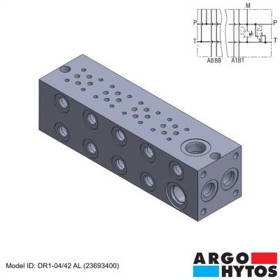 Argo-Hytos DR1-04/42 AL (23693400) Hidrolik NG04 Dörtlü Alüminyum Valf Bloku - 1
