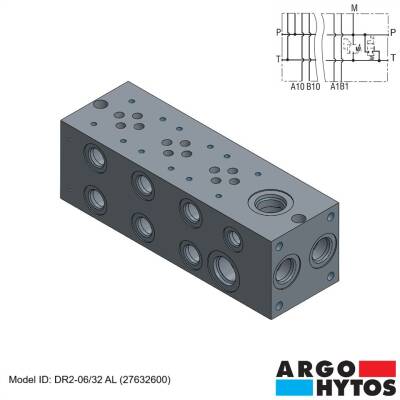 Argo-Hytos DR2-06/32 AL (27632600) Hidrolik NG06 Üçlü Alüminyum Valf Bloku - 1