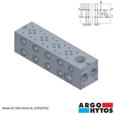 Argo-Hytos DR2-06/42 AL (27632700) Hidrolik NG06 Dörtlü Alüminyum Valf Bloku - 1