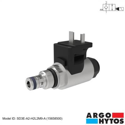 Argo-Hytos SD3E-A2/H2L2M9-A (15658500) Hidrolik Kartriç Tip 2/2 Bobin-Yay Tek Bobin Kumandalı Yön Kontrol Valfi - 1