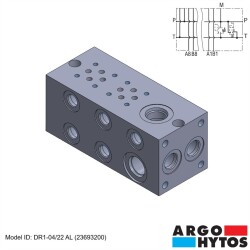 Argo-Hytos DR1-04/22 AL (23693200) Hidrolik NG04 İkili Alüminyum Valf Bloku - ARGO-HYTOS