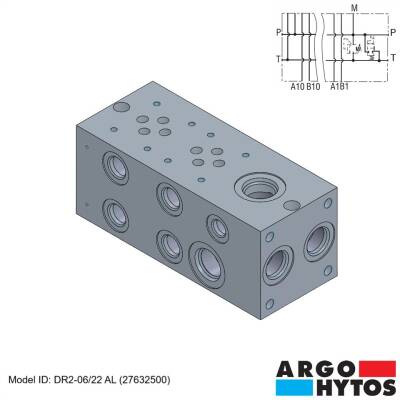 Argo-Hytos DR2-06/22 AL (27632500) Hidrolik NG06 İkili Alüminyum Valf Bloku - 1