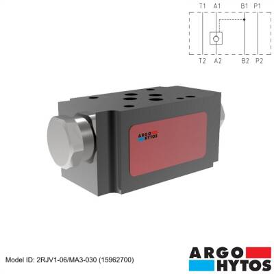 Argo-Hytos 2RJV1-06/MA3-030 (15962700) Hidrolik NG06 Modüler A-Hattı Tekli Pilot Kumandalı Çek Valf (Kilit Valfi) - 1