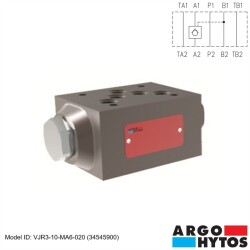 Argo-Hytos VJR3-10/MA6-020 (34545900) Hidrolik NG10 Modüler A-Hattı Tekli Pilot Kumandalı Çek Valf (Kilit Valfi) - ARGO-HYTOS