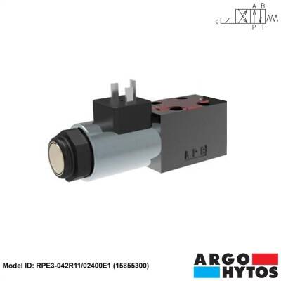 Argo-Hytos RPE3-042R11/02400E1 (15855300) Hidrolik NG04 4/2 Bobin-Yay DC-24V Tek Bobin Kumandalı Yön Kontrol Valfi - 1