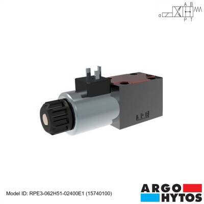 Argo-Hytos RPE3-062H51/02400E1 (15740100) Hidrolik NG06 4/2 Bobin-Yay DC-24V Tek Bobin Kumandalı Yön Kontrol Valfi - 1