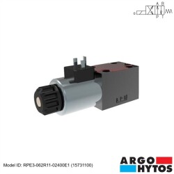 Argo-Hytos RPE3-062R11/02400E1 (15731100) Hidrolik NG06 4/2 Bobin-Yay DC-24V Tek Bobin Kumandalı Yön Kontrol Valfi - ARGO-HYTOS