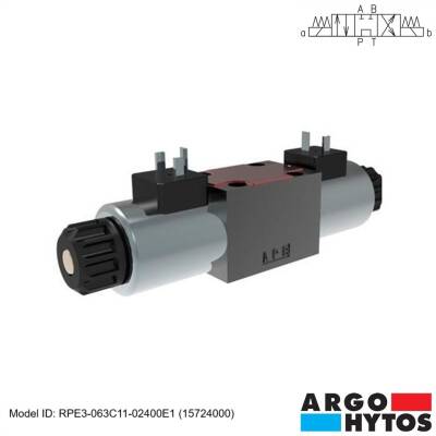 Argo-Hytos RPE3-063C11/02400E1 (15724000) Hidrolik NG06 4/3 Açık Merkez DC-24V Çift Bobin Kumandalı Yön Kontrol Valfi - 1