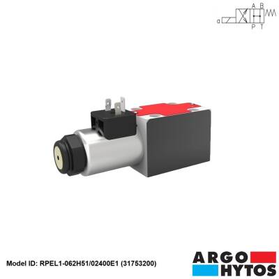 Argo-Hytos RPEL1-062H51/02400E1 (31753200) Hidrolik NG06 4/2 Bobin-Yay DC-24V Tek Bobin Kumandalı Yön Kontrol Valfi - 1