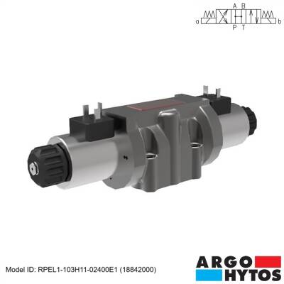Argo-Hytos RPEL1-103H11/02400E1 (18842000) Hidrolik NG10 4/3 H Merkez DC-24V Çift Bobin Kumandalı Yön Kontrol Valfi - 1