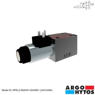 Argo-Hytos RPEL2-062H51/02400E1 (24412400) Hidrolik NG06 4/2 Bobin-Yay DC-24V Tek Bobin Kumandalı Yön Kontrol Valfi - 1