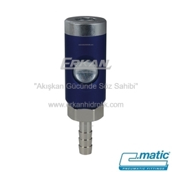 Pnömatik Eloksal Kaplı Alüminyum Quick Kaplin Hortum Ucu Çıkışlı Gövde - 46 Seri - Emniyetli Tip (GU46-13) - C.MATIC