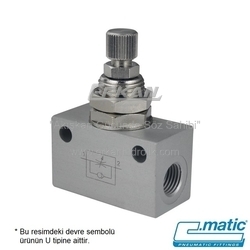 Pnömatik Hat Tipi Eloksal Kaplı Alüminyum Hız Ayar Valfi - El Ayarlı Tip, Çift Yönlü (İğne Vana) (MV21 B) - C.MATIC