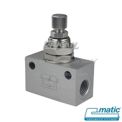 Pnömatik Hat Tipi Eloksal Kaplı Alüminyum Hız Ayar Valfi - El Ayarlı Tip, Tek Yönlü (Çekvalfli) (MV21 U) - C.MATIC