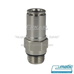 Pnömatik Push-In Nikel Kaplı Pirinç Çekvalfli Rakor (MV33) - C.MATIC