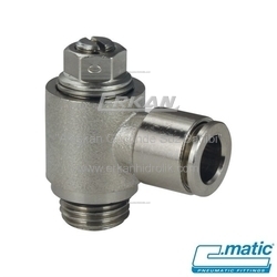 Pnömatik Push-In Nikel Kaplı Pirinç Döner Hız Ayar Valfi -Tornavida Tip, Tek Yönlü V Tip (MV18 V) - C.MATIC