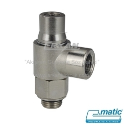 Pnömatik Nikel Kaplı Pirinç Döner Hız Ayar Valfi -Tornavida Tip, Yüksek Debili, C Fonksiyon (MV29 C) - C.MATIC