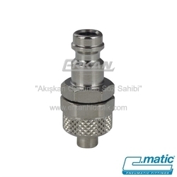 Pnömatik Nikel Kaplı Pirinç Quick Kaplin Push-On (Somun Sıkmalı) Uç - 21 Seri (GU21-23) - C.MATIC