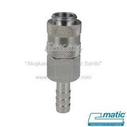 Pnömatik Nikel Kaplı Pirinç Quick Kaplin Hortum Ucu Çıkışlı Gövde - 26 Seri (GU26-13) - C.MATIC