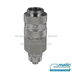 Pnömatik Nikel Kaplı Pirinç Quick Kaplin Push-On (Somun Sıkmalı) Gövde - 26 Seri (GU26-15) - C.MATIC