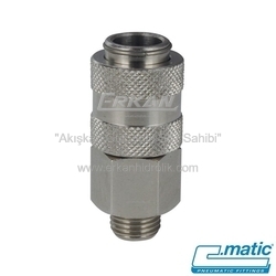 Pnömatik Nikel Kaplı Pirinç Quick Kaplin Erkek Dişli Gövde - 26 Seri (GU26-11) - C.MATIC