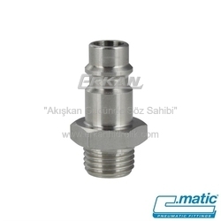 Pnömatik Paslanmaz Çelik (SS316L) Quick Kaplin Erkek Dişli Uç - 10 Seri (GX10-20) - C.MATIC