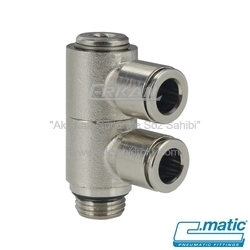 Pnömatik Push-In Nikel Kaplı Pirinç 2′li Döner Dirsek Banjo (MA41) - C.MATIC