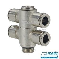 Pnömatik Push-In Nikel Kaplı Pirinç 2′li Döner Orta Bacak TE Banjo (MA42) - C.MATIC