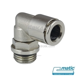 Pnömatik Push-In Nikel Kaplı Pirinç Döner Dirsek (MA16) - C.MATIC