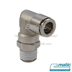 Pnömatik Push-In Nikel Kaplı Pirinç Döner Dirsek Rulmanlı (AR15) - C.MATIC