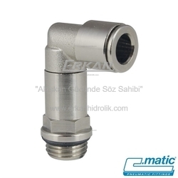 Pnömatik Push-In Nikel Kaplı Pirinç Döner Uzun Dirsek (MA19) - C.MATIC