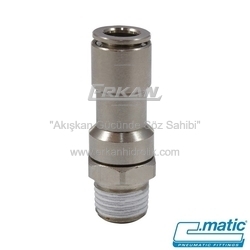 Pnömatik Push-In Nikel Kaplı Pirinç Döner Rakor Rulmanlı (AR11) - C.MATIC