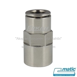 Pnömatik Push-In Nikel Kaplı Pirinç Dişi Rakor (MA13) - C.MATIC