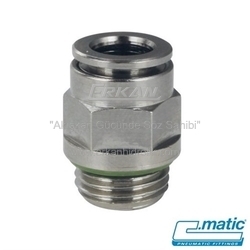 Pnömatik Push-In Nikel Kaplı Pirinç Rakor (Gıda Uyumlu) (AV12) - C.MATIC