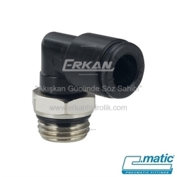 Pnömatik Push-In Nikel Kaplı Pirinç+Plastik Döner Dirsek (MB18) - C.MATIC