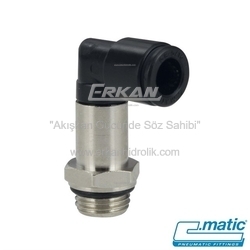Pnömatik Push-In Nikel Kaplı Pirinç+Plastik Döner Uzun Dirsek (MB19) - C.MATIC