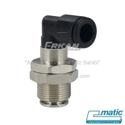 Pnömatik Push-In Nikel Kaplı Pirinç+Plastik Döner Perde Geçiş Dirseği (MB48) - C.MATIC