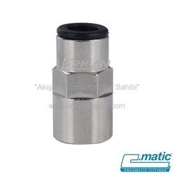 Pnömatik Push-In Nikel Kaplı Pirinç+Plastik Dişi Rakor (AP13) - C.MATIC